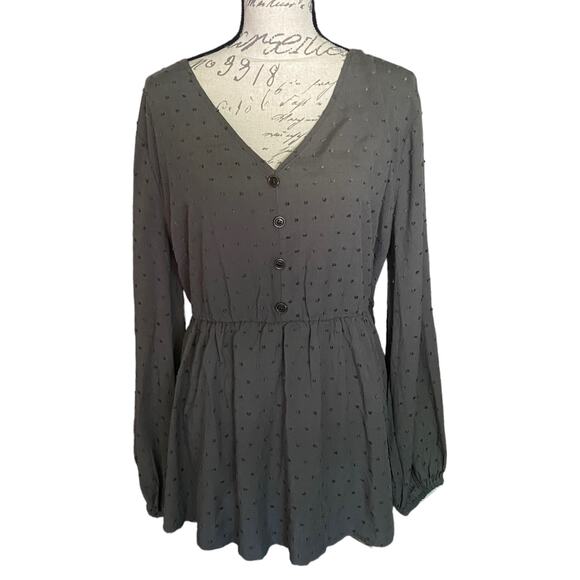 Bloomchic Green Dotted Long Sleeve Babydoll Shirt Size 22/24 - Picture 1 of 4